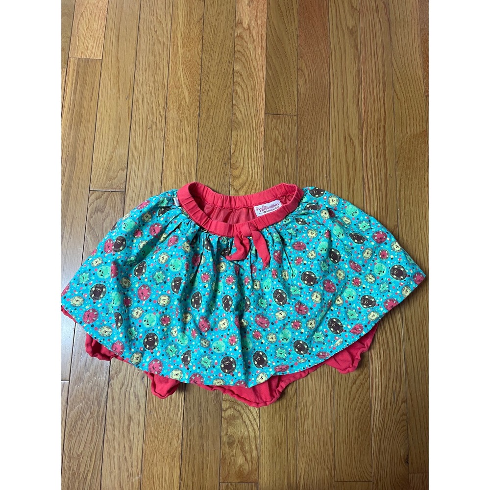 WellieWishers American Girl Girls Teal Hedgehog Print Ruffle Skirt‎ Size 5